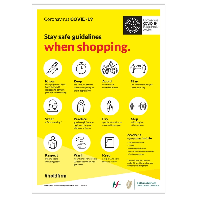 COVID-19 Stay Safe Guidelines When Shopping Sign